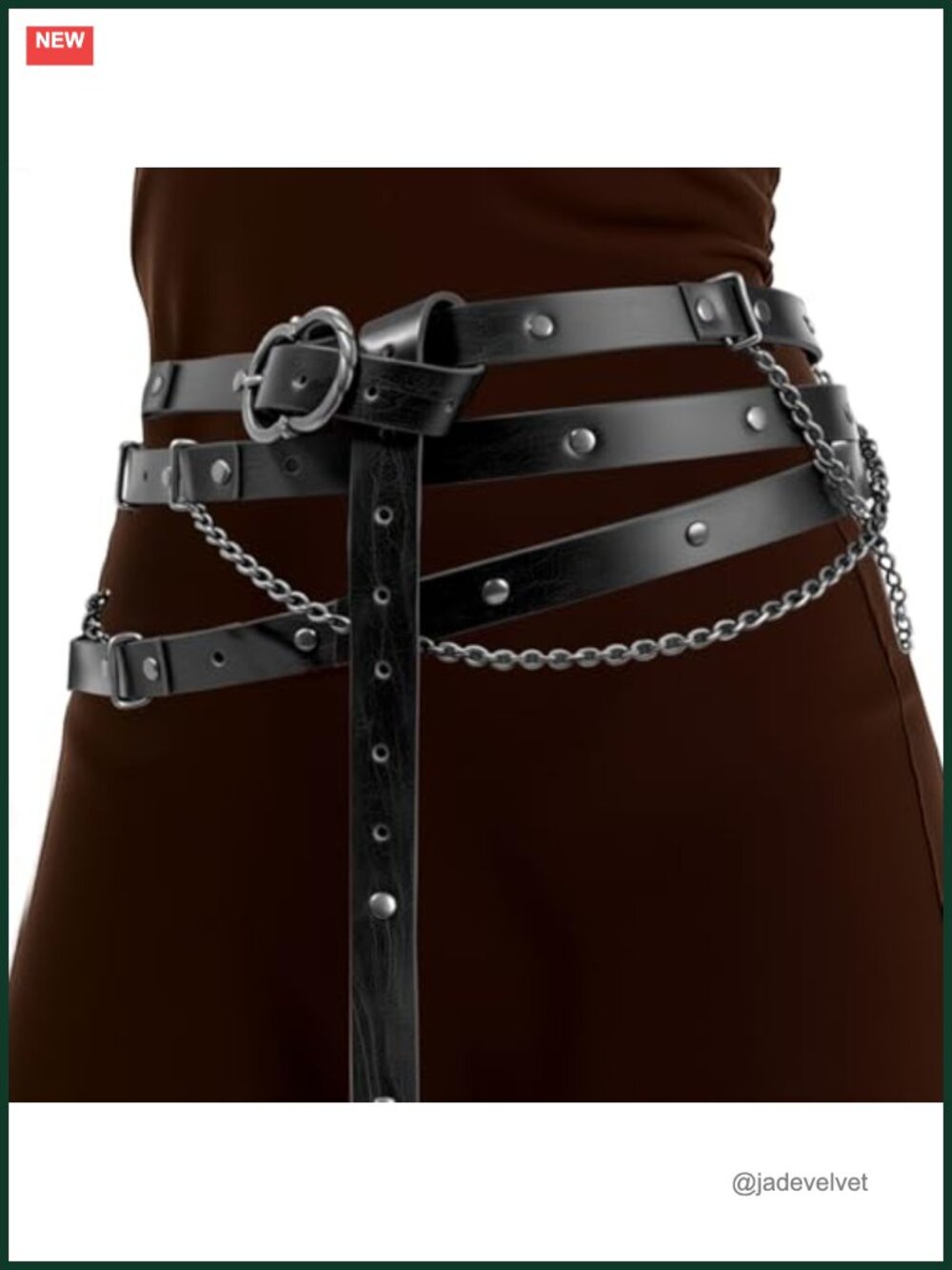 Faux Leather Medieval Renaissance Belt with Metal Chain for Costume Cosplay